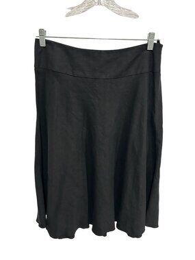 Zozo Pull On A-Line Skirt Black Sz 10 Flat Front Smocked Back Minimalist